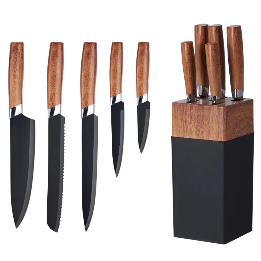 7 Piece Knife Set, With built in sharpener