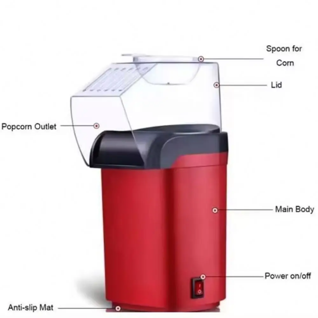 18-Cup Hot Air Popcorn Maker – Oil-Free Popper