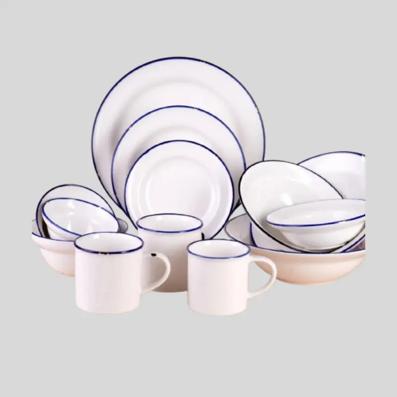 16 Piece Dinner Set- Blue Lining