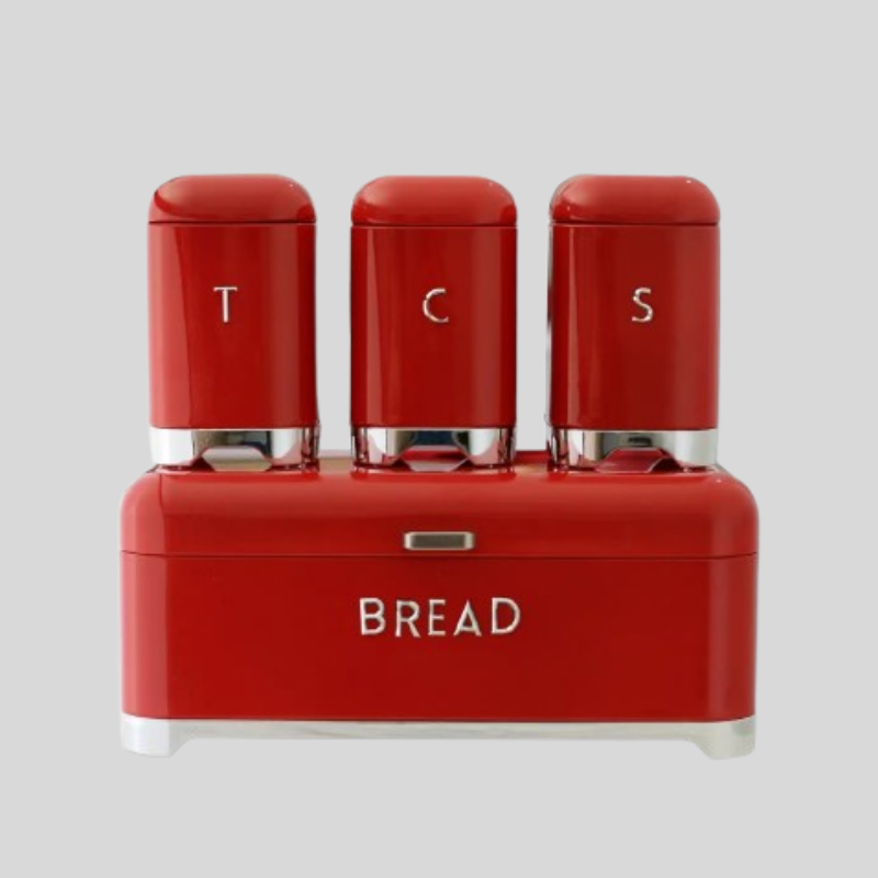 Aluminium Bread bin Set with matching cannisters
